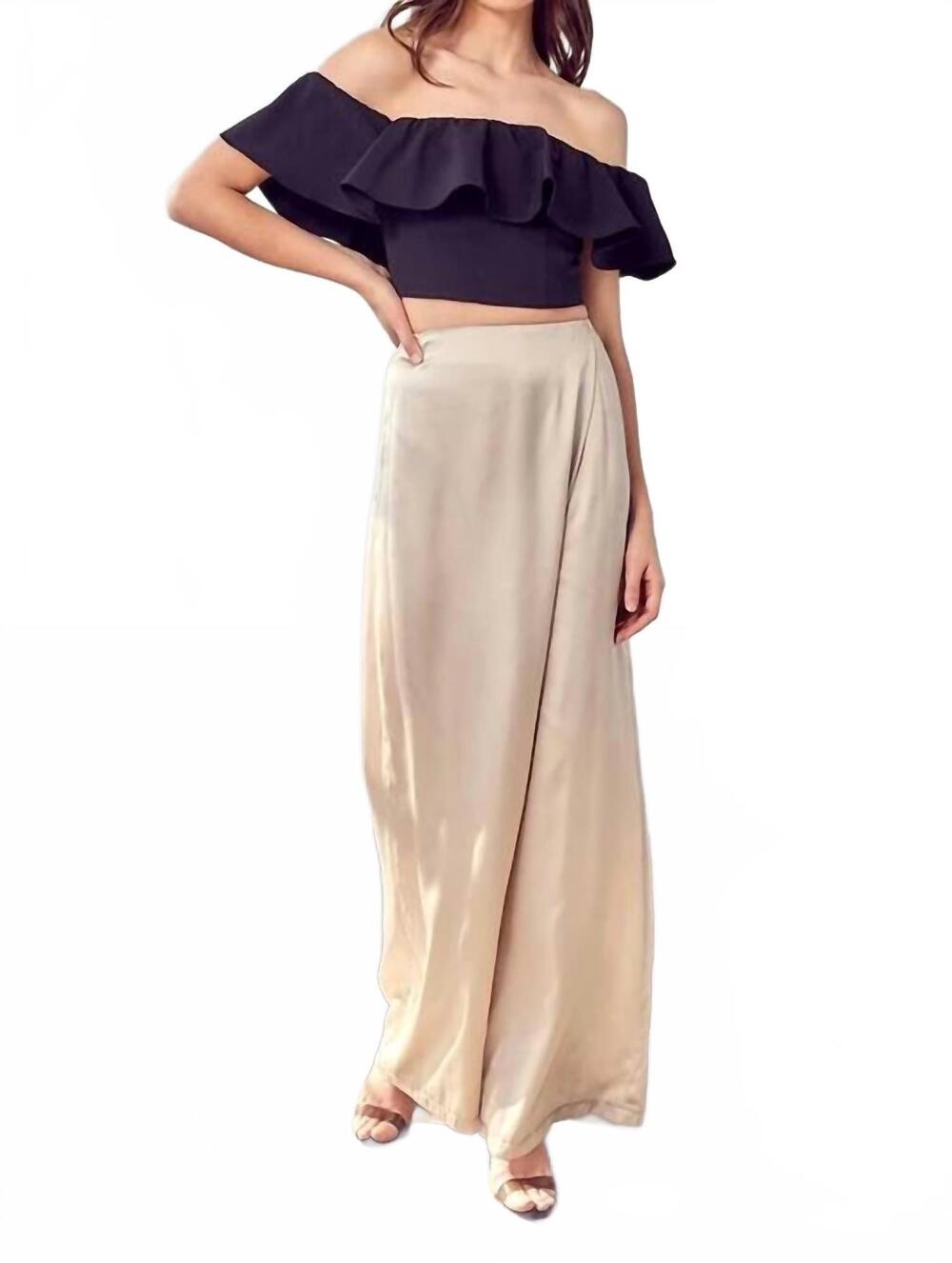 NEW DO+BE open shoulder ruffle crop top in black